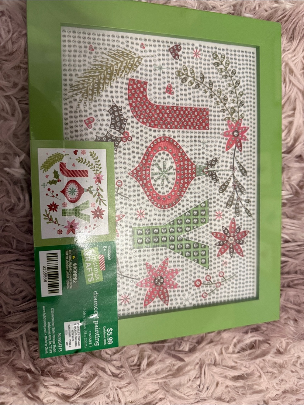 JOY Holiday Diamond Painting Wall Art - Green Frame